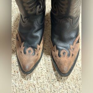 Durango Boots RD5304 Black Brown Cowboy Cut-Out Inlay Western Boots Size 10M